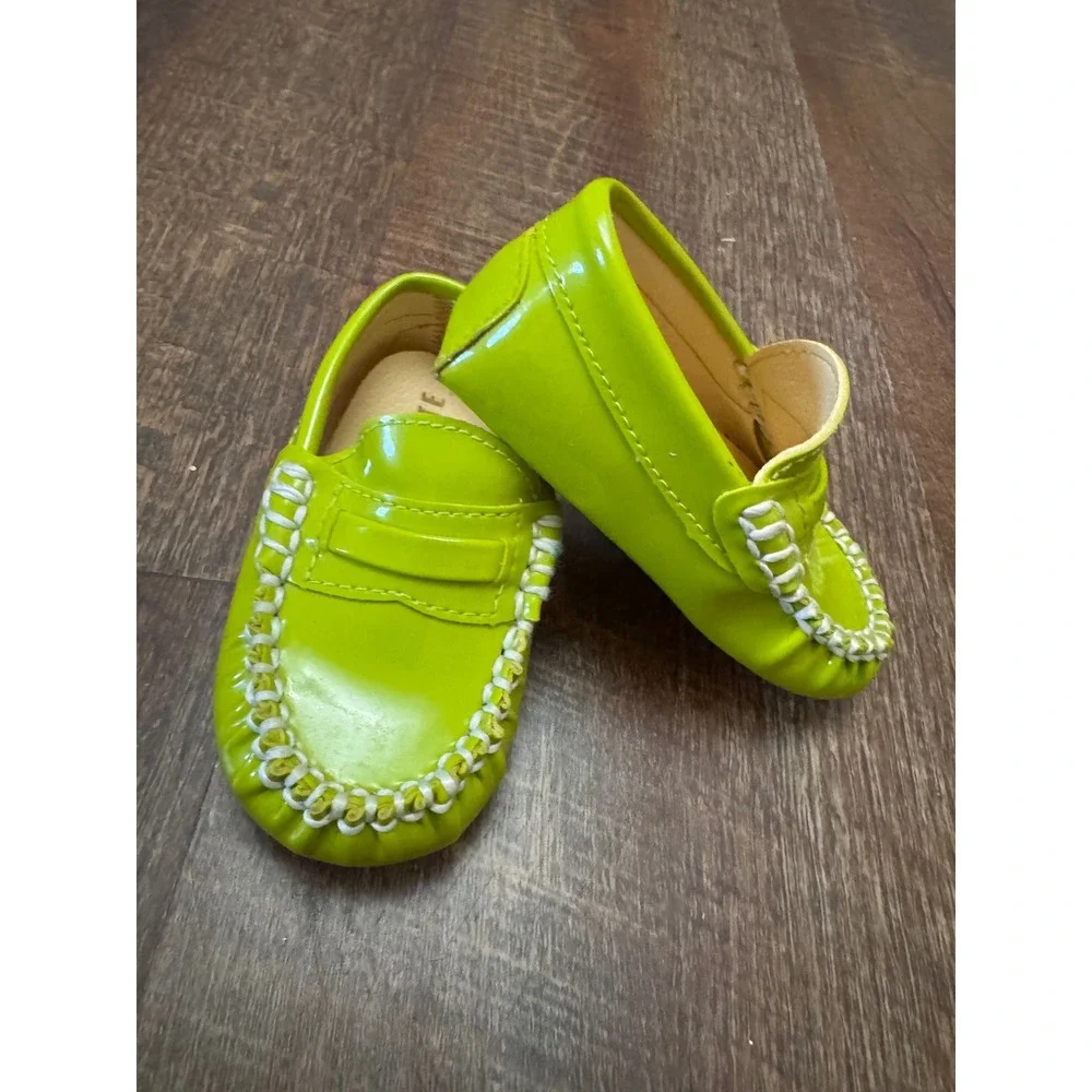 Trumpette Baby Toddler Loafers Size 3 Unisex Green Moccasin Driving Shoes